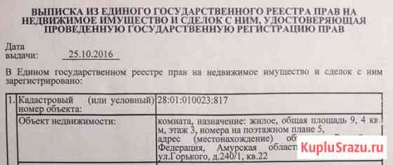 Комната 9.4 м² в 1-ком. кв., 3/5 эт. на продажу в Благовещенске Амурской области Благовещенск