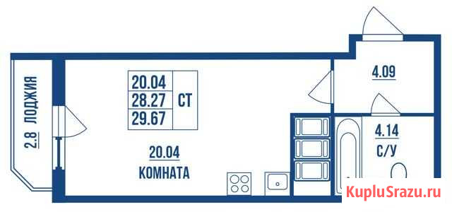 Квартира-студия, 29.7 м², 23/26 эт. на продажу в Санкт-Петербурге Санкт-Петербург - изображение 1