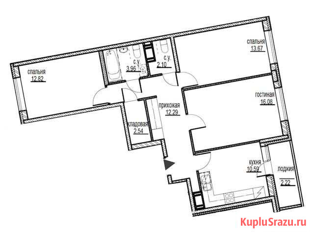 3-комнатная квартира, 76.3 м², 10/19 эт. на продажу в Мурино Мурино - изображение 1