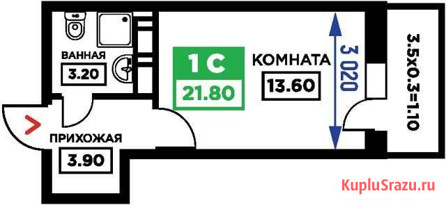 Квартира-студия, 21.8 м², 9/19 эт. на продажу в Краснодаре Краснодар - изображение 1