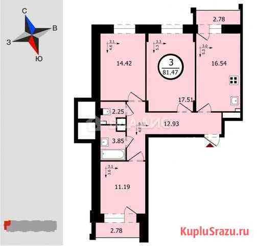 3-комнатная квартира, 81.5 м², 3/19 эт. на продажу во Владимире Владимир