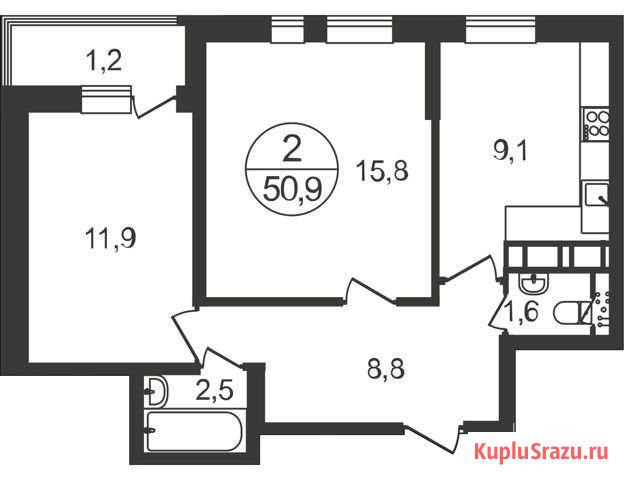 2-комнатная квартира, 50.9 м², 17/17 эт. на продажу в Балашихе Балашиха - изображение 1