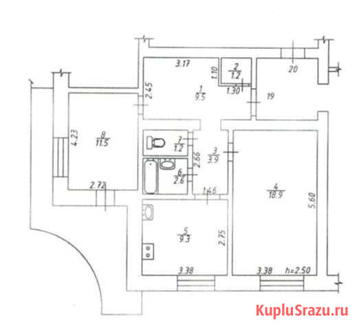 2-комнатная квартира, 58.1 м², 6/9 эт. на продажу в Мирном Республики Саха (Якутия) Мирный - изображение 1