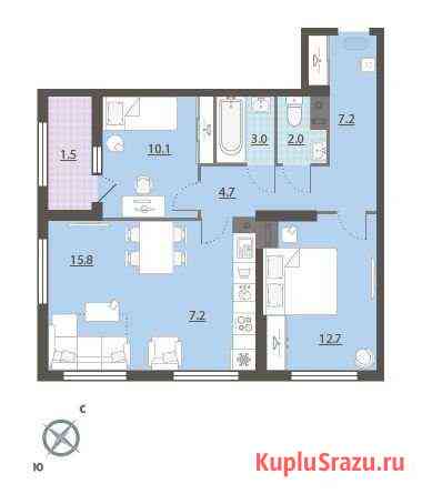 3-комнатная квартира, 64.1 м², 16/32 эт. на продажу в Екатеринбурге Екатеринбург