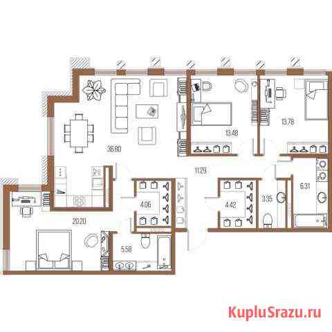 3-комнатная квартира, 118.5 м², 3/8 эт. на продажу в Санкт-Петербурге Санкт-Петербург