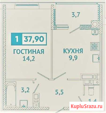 1-комнатная квартира, 38 м², 15/18 эт. на продажу в Ставрополе Ставрополь - изображение 1