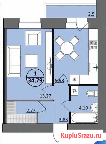 1-комнатная квартира, 34.8 м², 6/12 эт. на продажу в Ярославле Ярославль - изображение 1