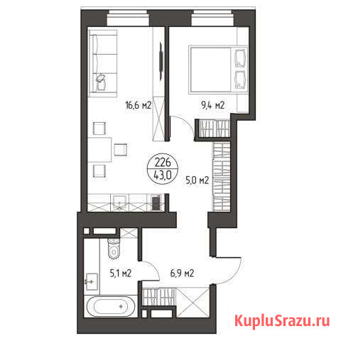 2-комнатная квартира, 43 м², 2/5 эт. на продажу в Москве Москва - изображение 1