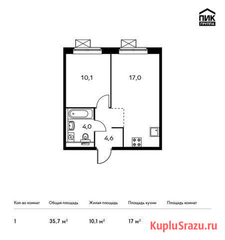 1-комнатная квартира, 35.7 м², 2/25 эт. на продажу в Котельниках Котельники - изображение 1