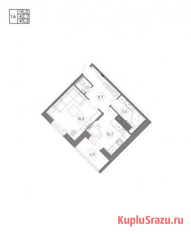 1-комнатная квартира, 45.2 м², 2/16 эт. на продажу в Брянске Брянск - изображение 1