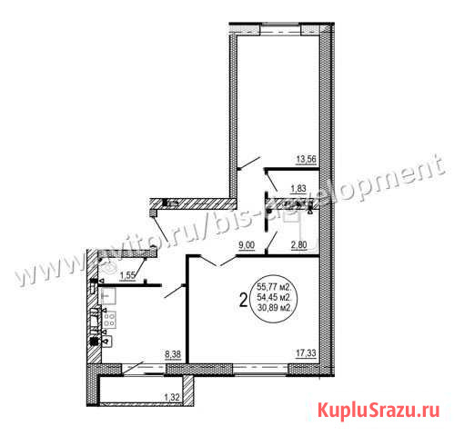 2-комнатная квартира, 55.8 м², 5/5 эт. на продажу в Волгограде Волгоград - изображение 1