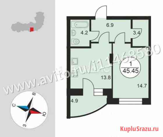 1-комнатная квартира, 45.5 м², 7/17 эт. на продажу во Владимире Владимир