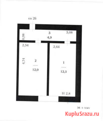 2-комнатная квартира, 29.4 м², 2/2 эт. на продажу в Березово Березово - изображение 1