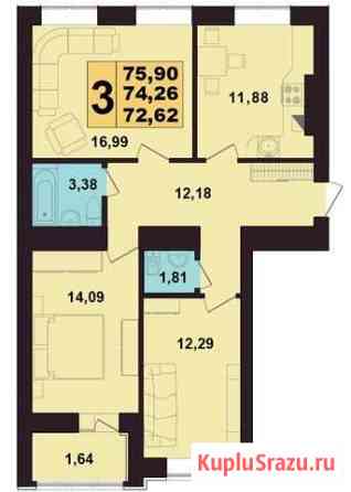 3-комнатная квартира, 74 м², 8/10 эт. на продажу в Калининграде Калининград