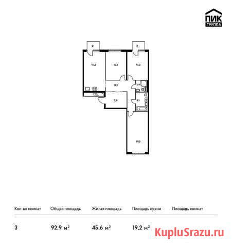 3-комнатная квартира, 92.9 м², 3/10 эт. на продажу в Москве Москва - изображение 1