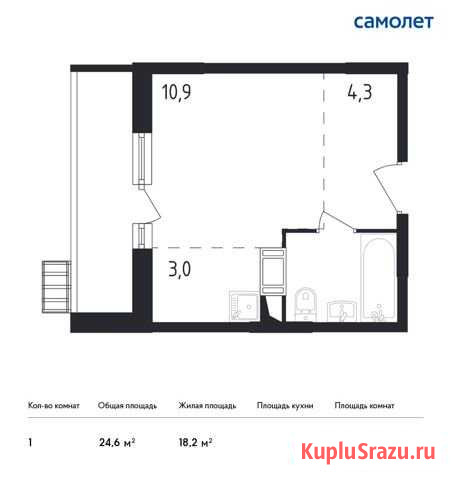 Квартира-студия, 24.6 м², 11/13 эт. на продажу в Москве Москва - изображение 1