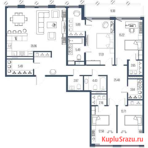 4-комнатная квартира, 152.7 м², 5/8 эт. на продажу в Санкт-Петербурге Санкт-Петербург - изображение 1