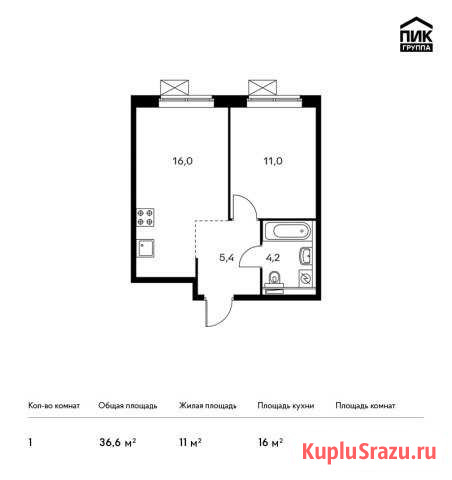 1-комнатная квартира, 36.6 м², 14/22 эт. на продажу в Мытищах Мытищи - изображение 1