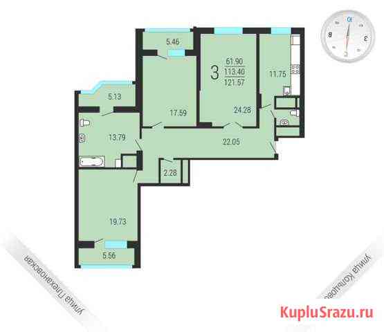 3-комнатная квартира, 123 м², 16/22 эт. на продажу в Воронеже Воронеж