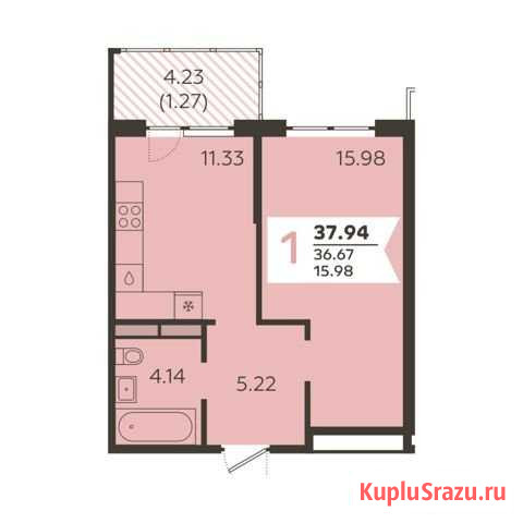 1-комнатная квартира, 37.9 м², 10/18 эт. на продажу в Новороссийске Новороссийск - изображение 1