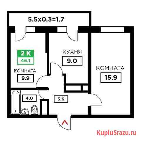 2-комнатная квартира, 46.1 м², 3/24 эт. на продажу в Краснодаре Краснодар