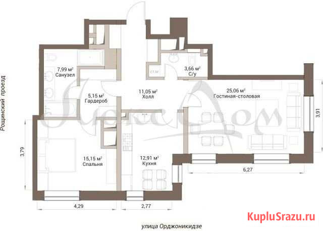 2-комнатная квартира, 81 м², 2/18 эт. на продажу в Москве Москва - изображение 1
