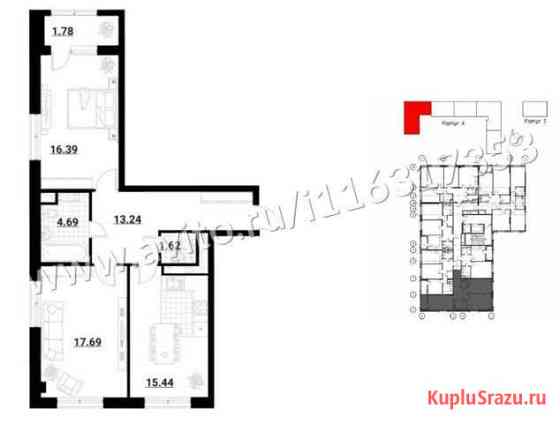 2-комнатная квартира, 70.9 м², 12/24 эт. на продажу в Москве Москва