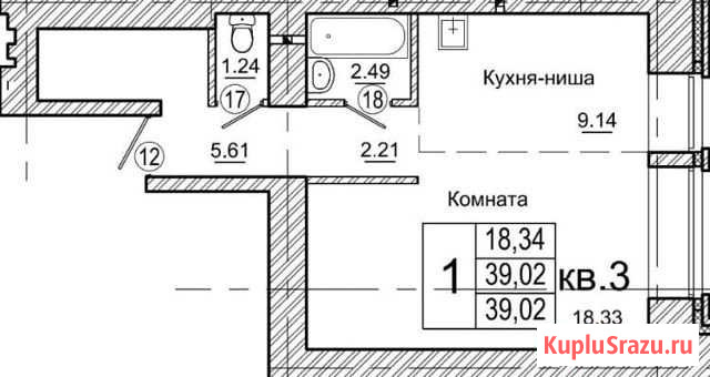 1-комнатная квартира, 40.2 м², 1/16 эт. на продажу в Красноярске Красноярск - изображение 1