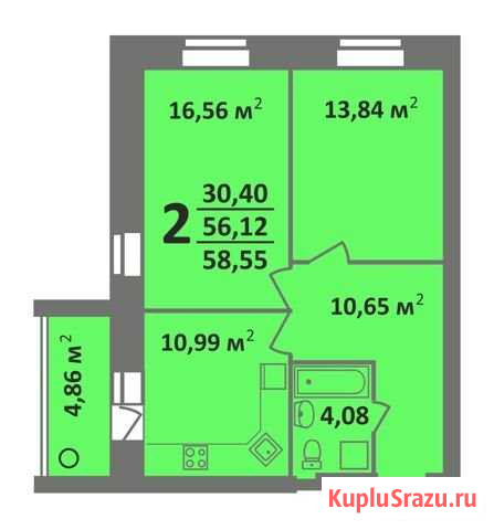 2-комнатная квартира, 58.6 м², 6/10 эт. на продажу во Владимире Владимир - изображение 1