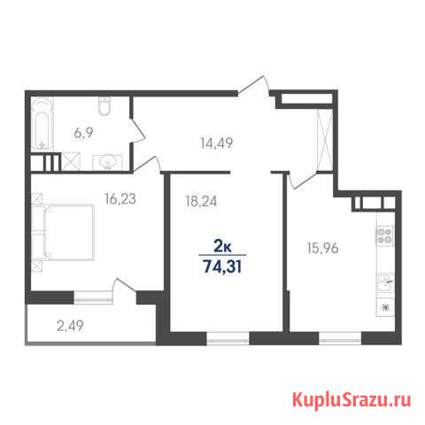 2-комнатная квартира, 74.3 м², 7/7 эт. на продажу в Динской Динская - изображение 1