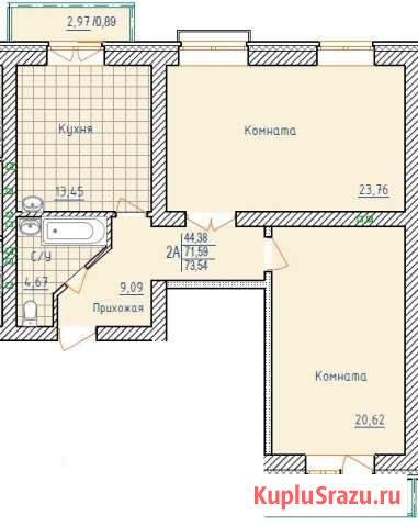 2-комнатная квартира, 73.5 м², 1/4 эт. на продажу в Бердске Бердск - изображение 1
