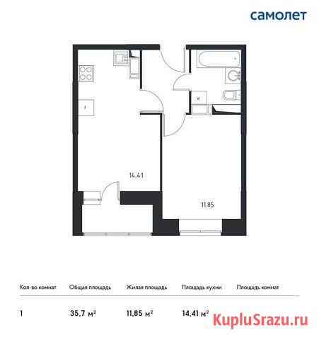 1-комнатная квартира, 35.7 м², 17/17 эт. на продажу в Видном Видное - изображение 1