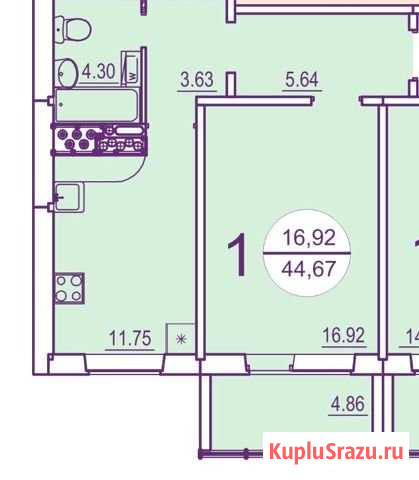 1-комнатная квартира, 45 м², 4/5 эт. на продажу в Самаре Самара - изображение 1