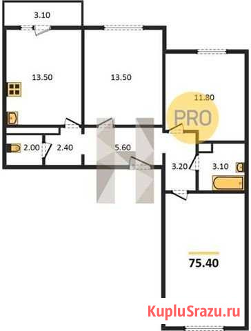 3-комнатная квартира, 75 м², 4/17 эт. на продажу в Воронеже Воронеж - изображение 1