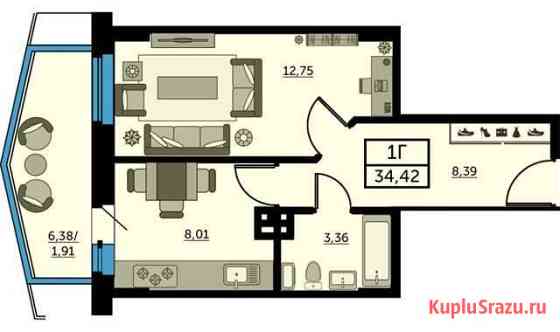 1-комнатная квартира, 34.2 м², 21/25 эт. на продажу в Ростове-на-Дону Ростов-на-Дону