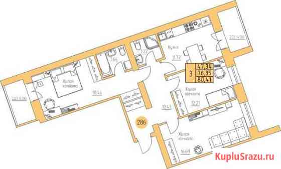 3-комнатная квартира, 80.4 м², 5/9 эт. на продажу в Ижевске Ижевск