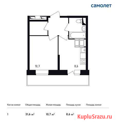 1-комнатная квартира, 31.6 м², 3/25 эт. на продажу в Красногорске Московской области Красногорск - изображение 1