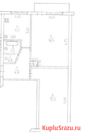 2-комнатная квартира, 45.6 м², 5/5 эт. на продажу в Кунгуре Кунгур - изображение 1