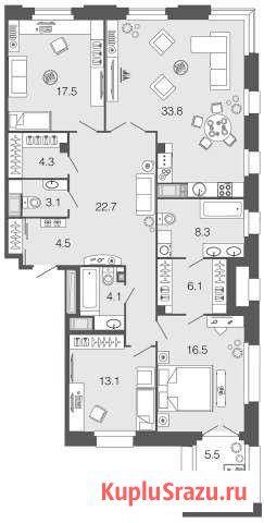 3-комнатная квартира, 134 м², 5/9 эт. на продажу в Санкт-Петербурге Санкт-Петербург - изображение 1