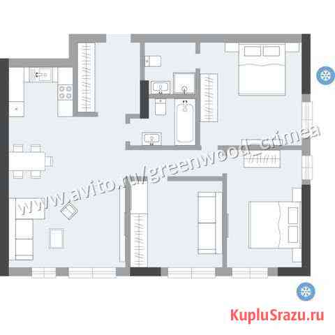 3-комнатная квартира, 94.9 м², 4/15 эт. на продажу в Симферополе Симферополь