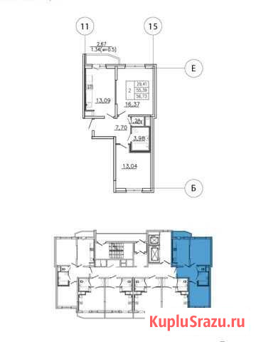 2-комнатная квартира, 56.7 м², 15/17 эт. на продажу в Мурино Мурино - изображение 1