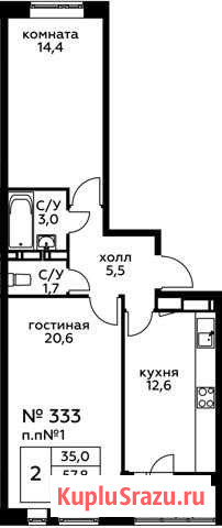 2-комнатная квартира, 58.9 м², 20/20 эт. на продажу в Балашихе Балашиха - изображение 1