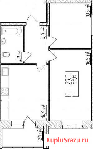 2-комнатная квартира, 53.6 м², 3/3 эт. на продажу в Муроме Муром - изображение 1