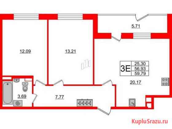 2-комнатная квартира, 56.9 м², 1/5 эт. на продажу в Санкт-Петербурге Санкт-Петербург