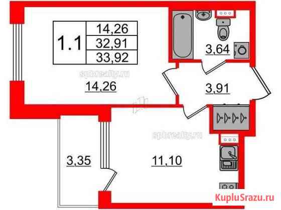 1-комнатная квартира, 34 м², 1/19 эт. на продажу в Санкт-Петербурге Санкт-Петербург