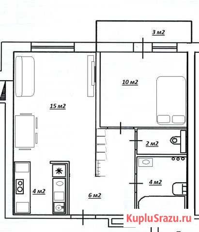 2-комнатная квартира, 41 м², 2/6 эт. на продажу в Санкт-Петербурге Санкт-Петербург - изображение 1