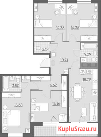 4-комнатная квартира, 108.1 м², 14/14 эт. на продажу в Санкт-Петербурге Санкт-Петербург - изображение 1