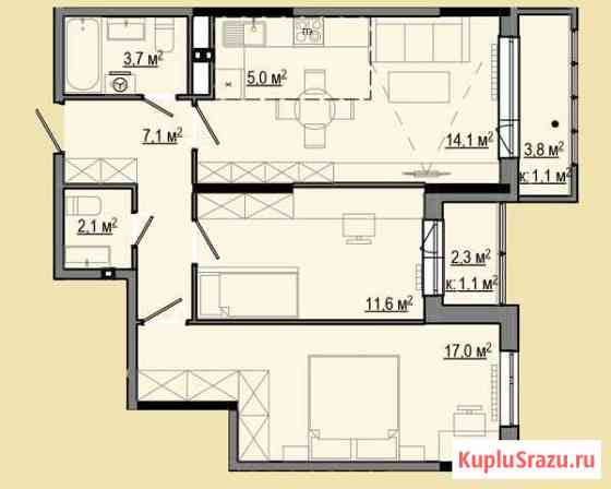 3-комнатная квартира, 62.7 м², 5/20 эт. на продажу в Ижевске Ижевск