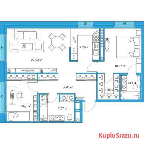 2-комнатная квартира, 79.7 м², 3/25 эт. на продажу в Санкт-Петербурге Санкт-Петербург