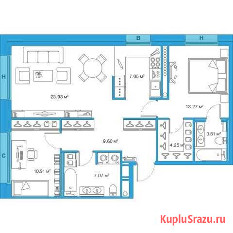 2-комнатная квартира, 79.7 м², 3/25 эт. на продажу в Санкт-Петербурге Санкт-Петербург - изображение 1